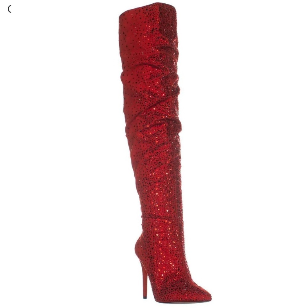 Red Jessica Simpson Luxella Thigh High Boot 7.5.